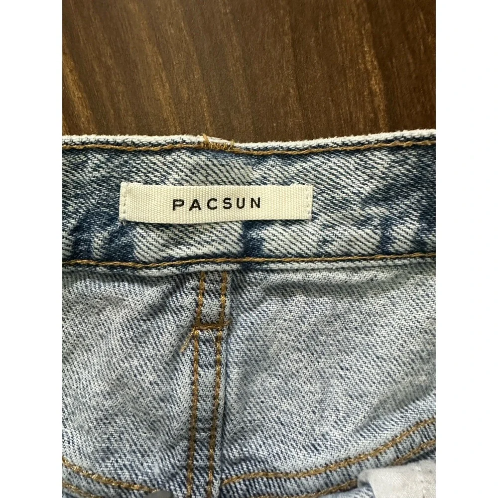 PacSun Vintage High Rise Ripped Denim Mini Shorts Light Wash Size 25‎ 2